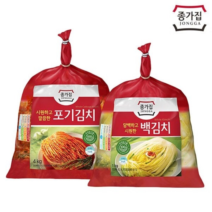 [종가집] 포기김치 4kg+백김치 1kg, 상세 설명 참조