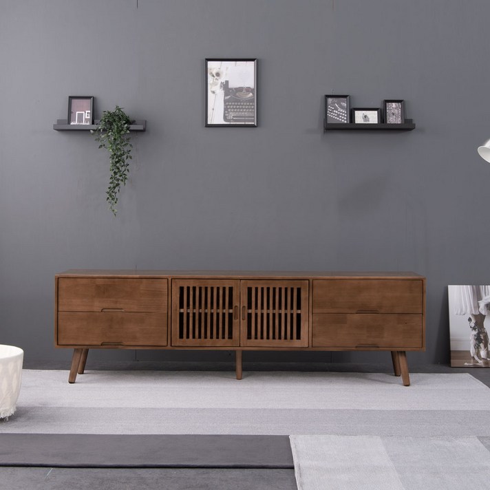 브라솔 로이 원목 서랍형 티비다이 높은 2000 TV거실장, 오크