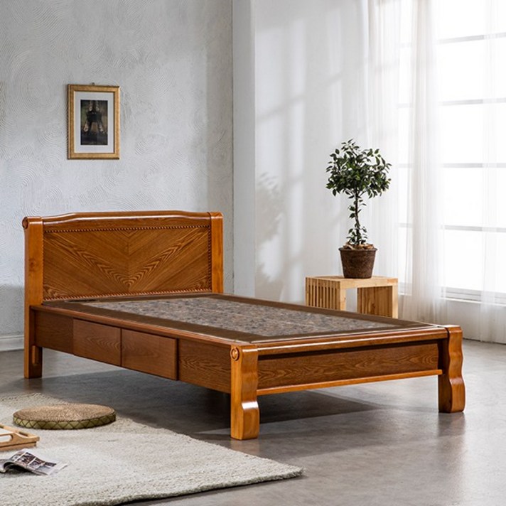  [현대의료기] HD 205SS V2 슈퍼싱글 홍맥반석 돌침대 수납침대, 브라운 