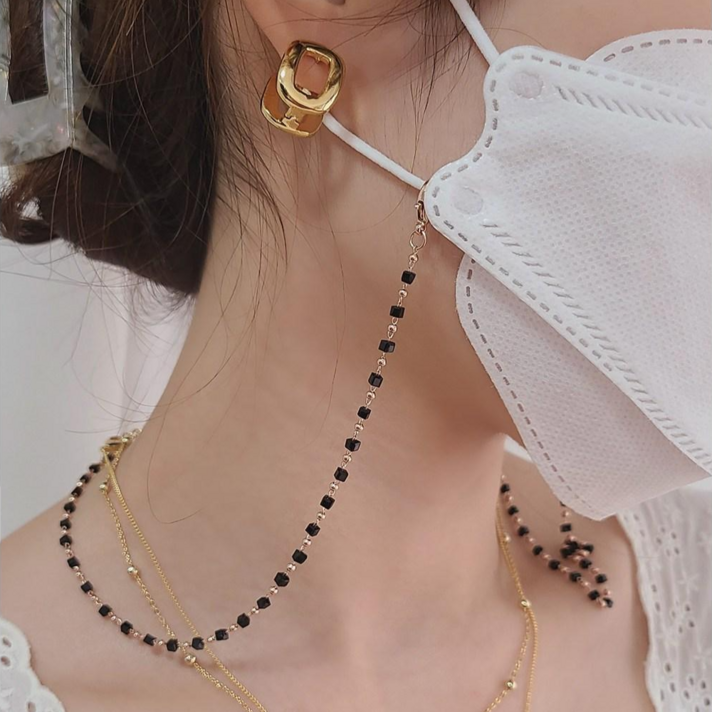 초콜리트쥬얼리 렌느아 사각비즈 로즈골드 볼 체인 안경줄 마스크 스트랩 6color