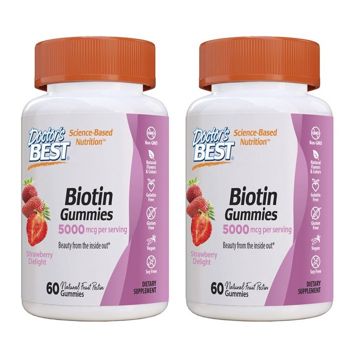 닥터스베스트 비오틴 5000mcg 스트로베리 딜라이트 구미, 60개입, 2개