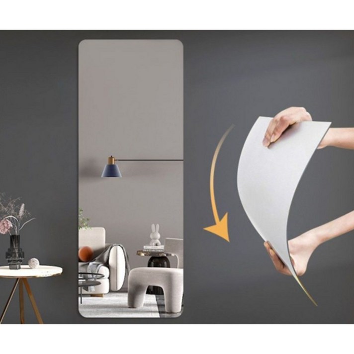 아미성 부착형 아크릴 전신거울, 직사각라운드코너, 투명