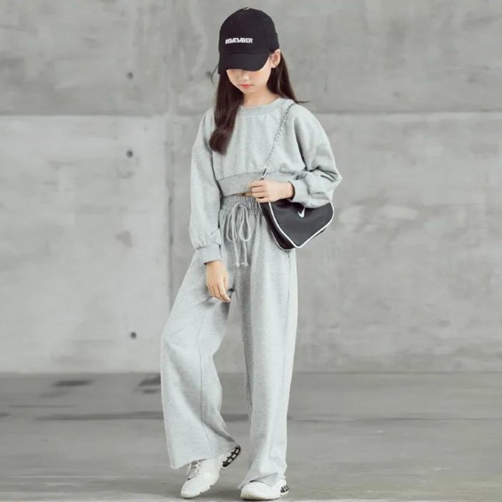 초등학생 주니어 여아 크롭 상하 세트 고학년