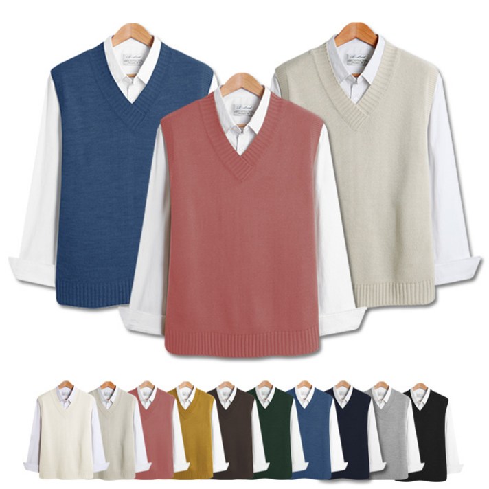 탑보이 커플 브이넥 니트조끼 (RT782)