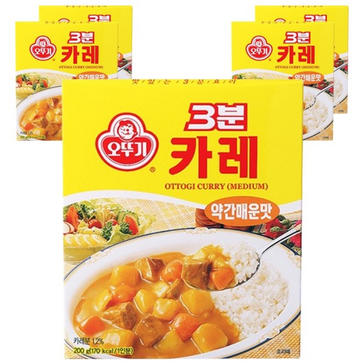 오뚜기 3분 카레 약간매운맛, 200g, 5개