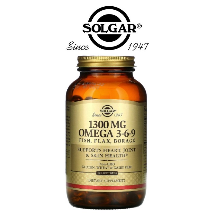 솔가 Solgar 오메가369 분자증류 보라지유 감마리놀레산 올레산 피쉬오일 아마씨유 토코페롤1300mg 120소프트젤