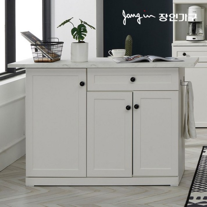 장인가구 셀리 화이트 1200 아일랜드식탁 홈바(수납형)(착불)