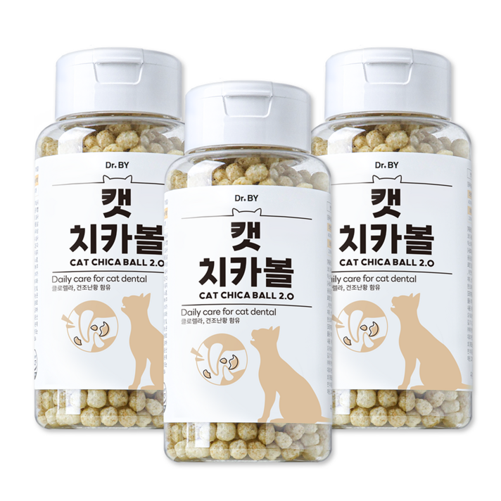 닥터바이 캣치카볼 고양이 구강 간식 치태 관리, 3세트, 30g, 우유