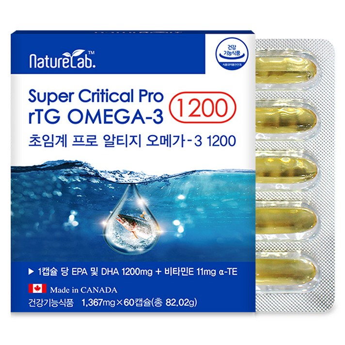 캐나다 알티지 오메가3 1200 저온초임계추출 EPA DHA rTG 오메가3 비타민E 함유 영양제, 1박스