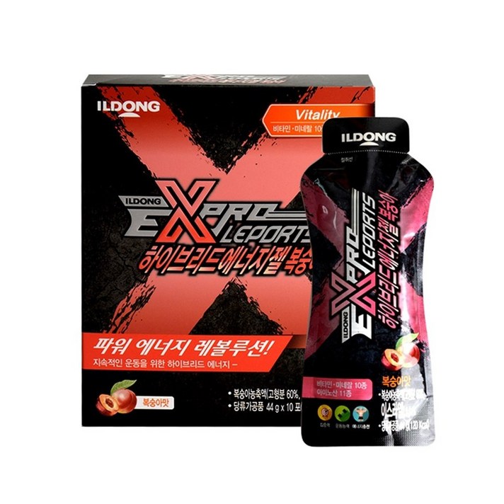 일동 하이브리드 마라톤 에너지젤 파워젤 팔라티노스 대용량 44g x 10p 복숭아맛, 1box, 44g x 10포