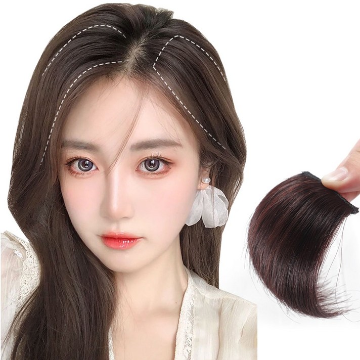  하이유니 인모 헤어 볼륨 피스 뽕 여자 붙임 머리 부분 가발, 중형 - 너비 8cm / 길이 15cm, 라이트브라운, 1개 