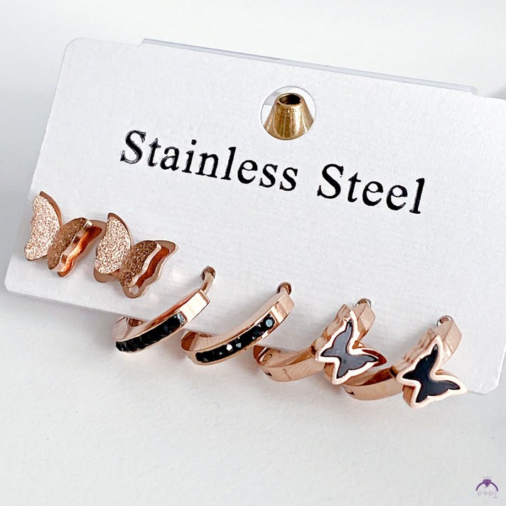 pkpj [무배]써지컬스틸 원터치링 나비 3종세트 귀걸이