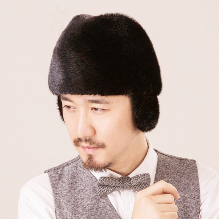 페도라 밍크 모자 남성 중노년 겨울 귀보호 보온 밍크털 모피 솜모자 가을겨울 올밍크 챙이있는모자