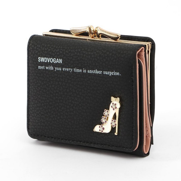 여자중학생선물 블랙 동전포켓 반지갑 기본 카드지갑