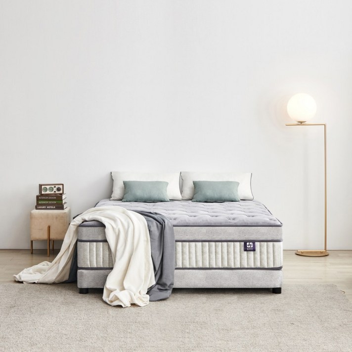  동서가구 엘로 호텔형 시그니처 일체형토퍼 투매트리스 침대 Q DF922792, 그레이 