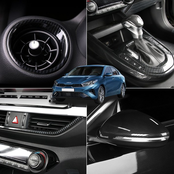 크립톤 더 뉴 K3 2세대 페이스리프트 카본 몰딩 커버 자동차 드레스업 튜닝 차량 전용 용품 레드 실버, 기어봉 1p