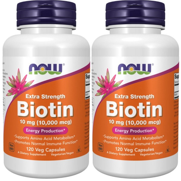 나우푸드 엑스트라 스트렝스 비오틴 10mg 베지 캡슐, 120개입, 2개