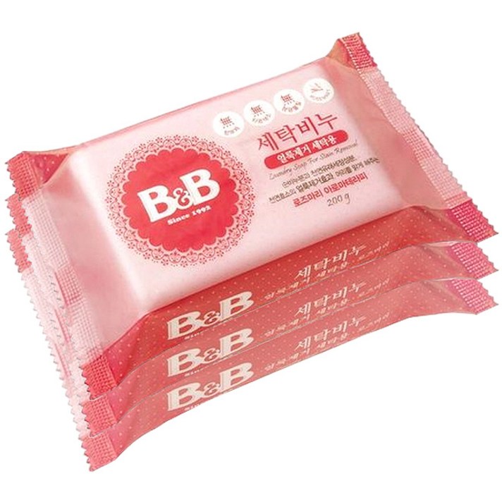 비앤비 얼룩 제거용 세탁비누, 200g, 3개