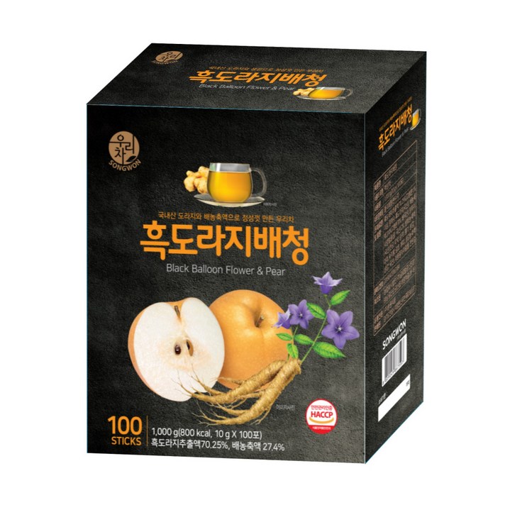  송원 우리차 흑도라지 배청 100T, 1kg, 100개, 1개 