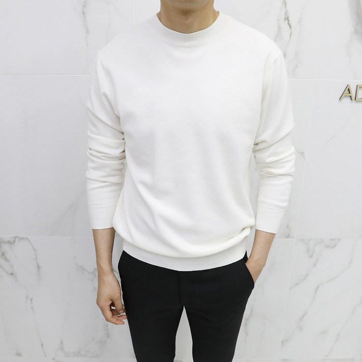 아도르클래식 R라운드 캐시미어 긴팔 니트(ZR)