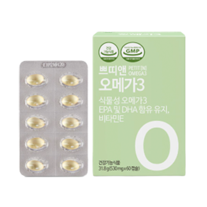 쁘띠앤 오메가3 (1개월/60캐슐) 식물성 임산부 DHA 100%, 1개, 550mgx60캡슐(33g)