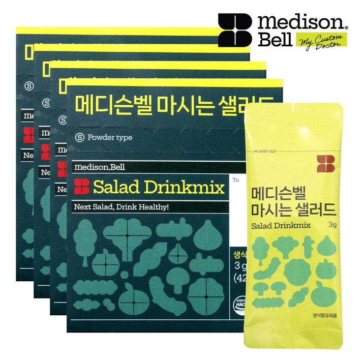 메디슨벨 마시는 샐러드 식이섬유 하루야채 채소 과일 섭취 식물에너지 동결건조, 4박스, 42g