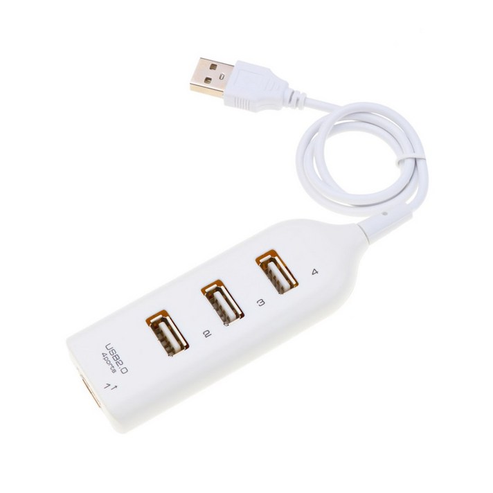 dodocool 4 소켓 USB 허브 USB2.0/1.1선길이44cm미터 480Mbps 고속 데이터 전송, 1개, 흰색