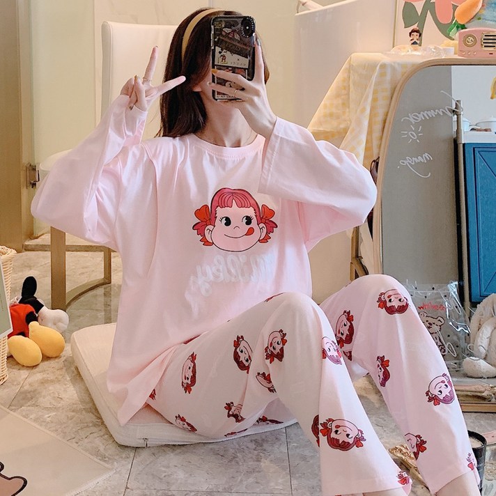 수유복 산후조리복 여름얇은스타일 분만후 순면 오버사이즈 통기성 땀흡수 6월 7월분 수유 임산부 여름, 콩 붙여 넣기 만화 소녀g, Lml