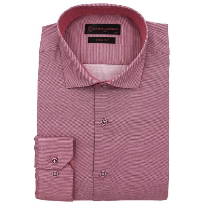 로베르따셔츠 남성용 TC 솔리드 슬림핏 레드브라운 긴소매 셔츠 RJ3-456-7