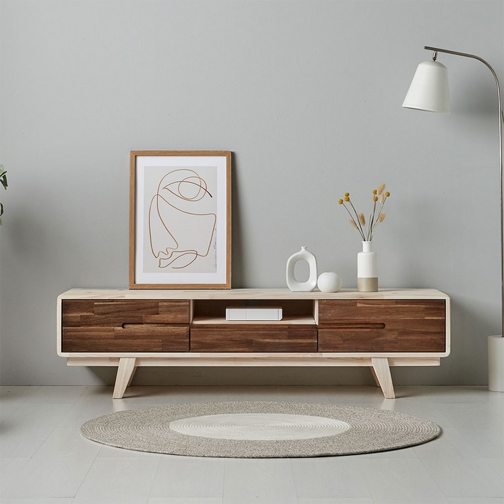 다올퍼니 북유럽 원목 TV 거실장 티비다이 높은 티비장 TV장 TV다이 티비대 TV대 모던 심플 인테리어 집들이선물 이사선물 크리스마스선물 블랙프라이데이, B-4 1500 비디오형 거실장 - 워시