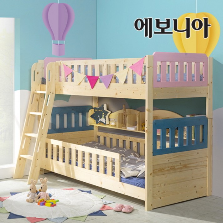 에보니아 *안전가드증정*레이투톤 분리형 이층침대 서랍형 매트포함(라텍스매트업그레이드+사은품), 경사형사다리_내추럴