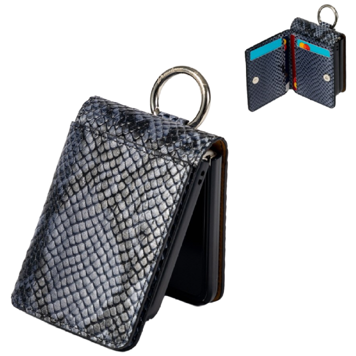 본아띠 아토 천연소가죽 아나콘다 뱀 카드 수납 지갑 갤럭시 Z플립 케이스