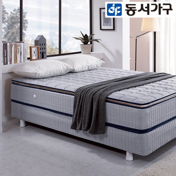  동서가구 필로우탑 9존 독립+본넬 매트 투 매트리스 고급 퀸 Q 침대 DFAC4009, 그레이 