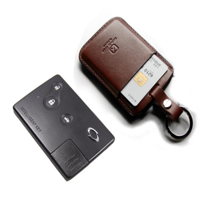이지스오토랩 SM3 SM5 SM7 QM3 QM5 스마트 키홀더 키케이스 키지갑 스마트키홀더, 카드포켓 3버튼 브라운