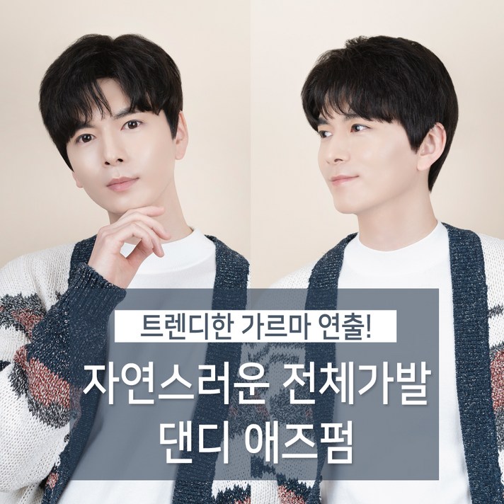 남자 애즈펌 인모 전체가발 M, 자연검정, 1개