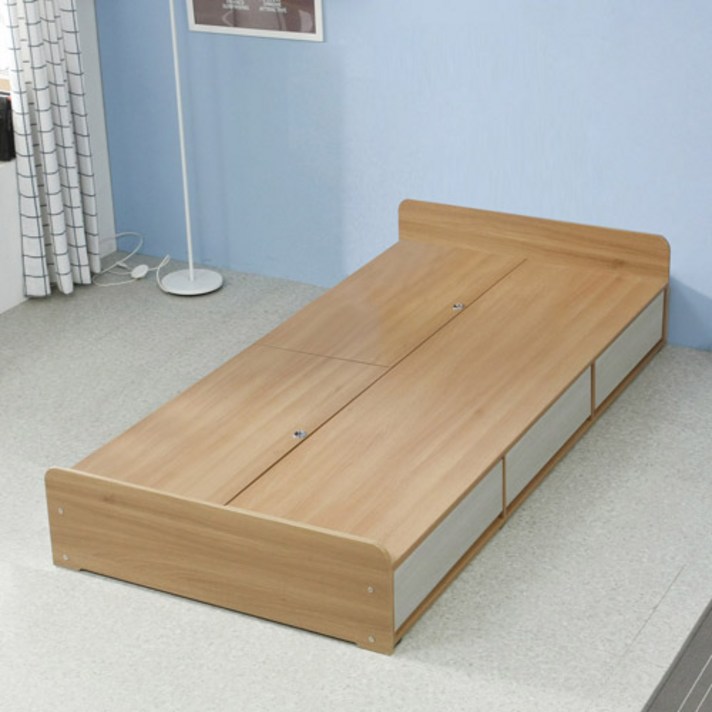 모젤리가구 스몰싱글(로우헤드)-수납침대-프레임, 아카시아 화이트워시