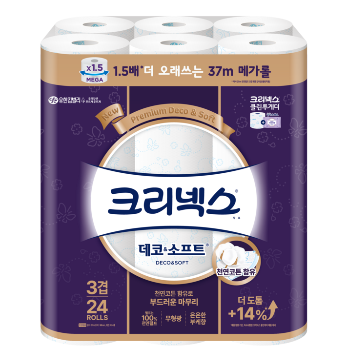 크리넥스 천연펄프 3겹 데코&소프트 37m