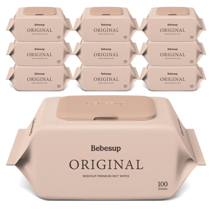 베베숲 오리지널 유아물티슈 캡형 50평량, 50g, 100개입, 10세트