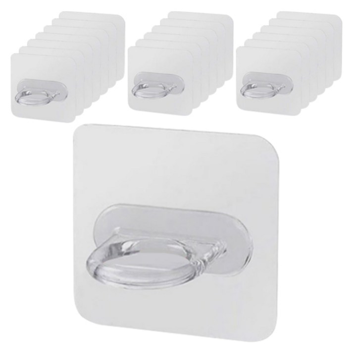 리빙홈디테일 무타공 다용도 욕실 용기 걸이 후크 GE12, 투명, 20개