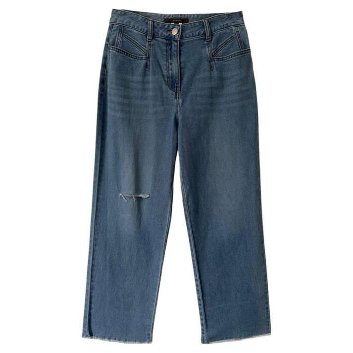 온앤온 여성용 디스트로이 포켓절개라인 데님 팬츠