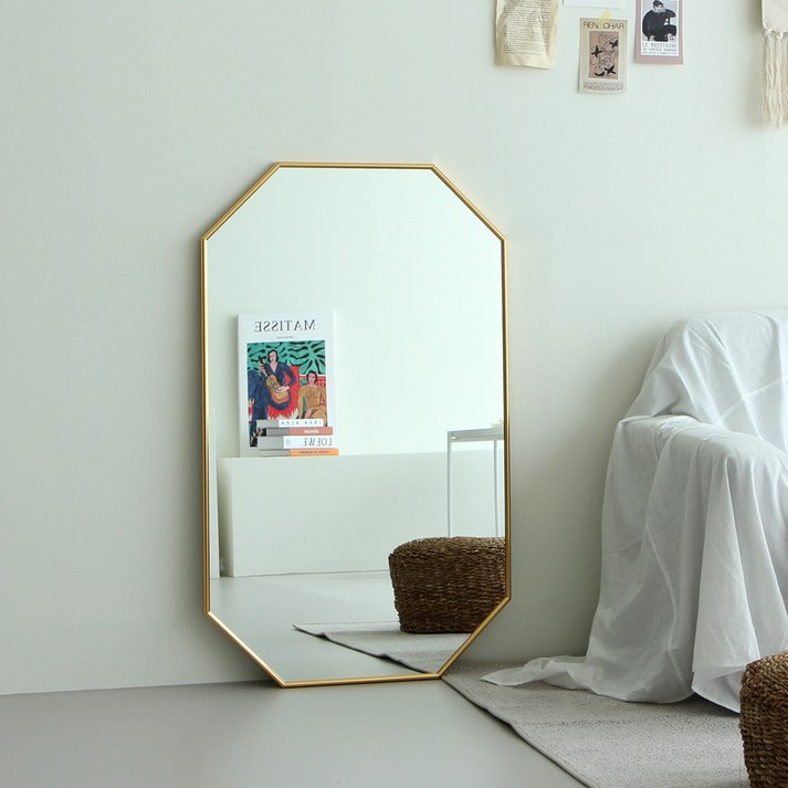 골드프레임거울 어썸프레임 알루미늄 팔각 거울 600 x 1000 mm