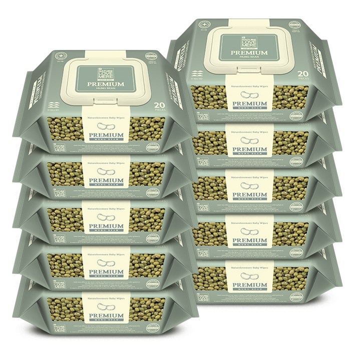 네이쳐러브메레 프리미엄 녹두 미니 물티슈 휴대캡형 77gsm, 20매, 10개 네이쳐러브메레 프리미엄 녹두 미니 물티슈 휴대캡형 77gsm, 20매, 10개