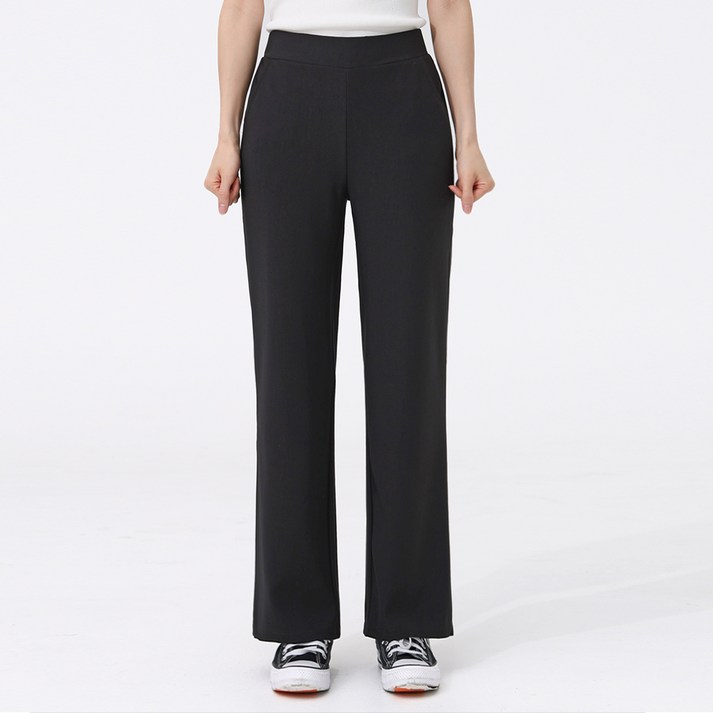 arua 여성용 키작녀 세미 와이드핏 밴딩 슬랙스