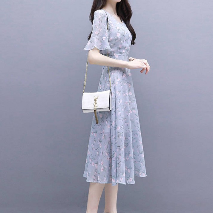 여성용 블랙101 코시 플라워 쉬폰 롱 원피스 CH2319034
