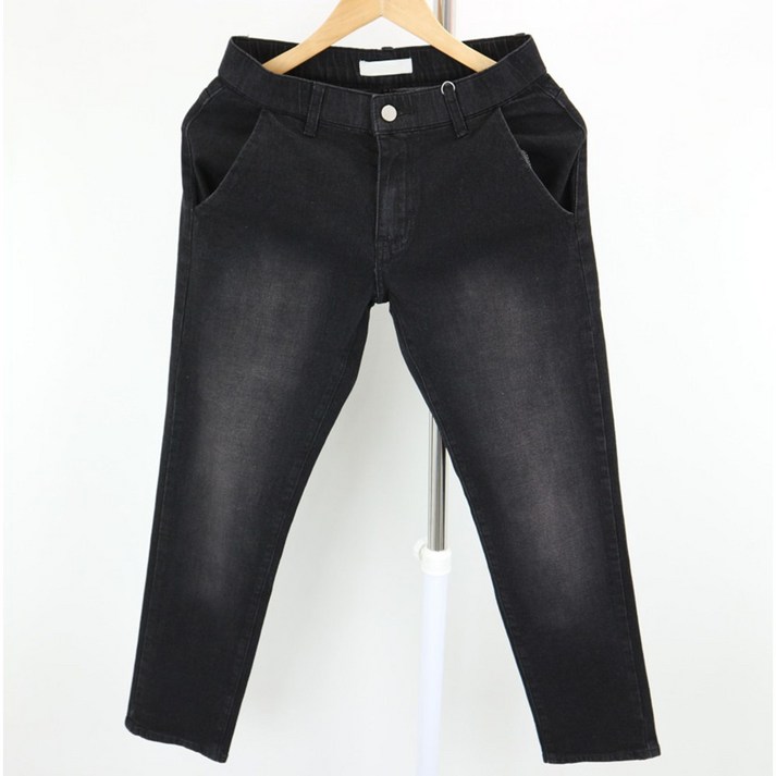 피롯 슬림일자 허리밴딩 스판 데님팬츠  2843 빅사이즈  데일리 워싱 청바지