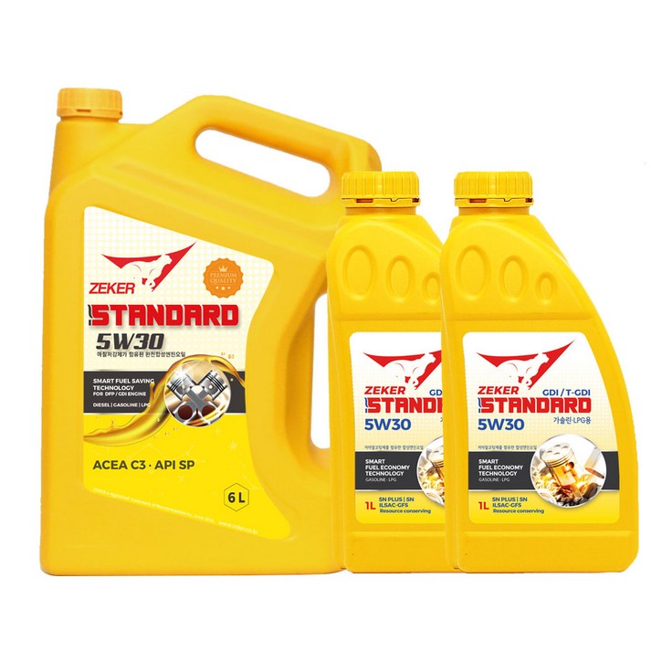 제커 스탠다드 GDI 5W30 GDI 가솔린 LPG SP SN 합성엔진오일 68L, 6000ml, 1개