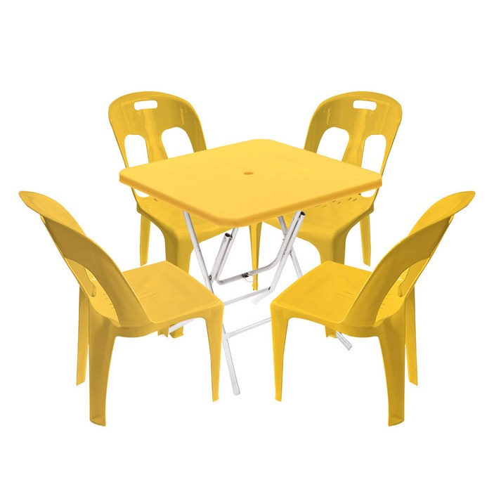 플라스틱테이블 야외테이블 편의점 포장마차 간이 접이식 테이블 의자 세트, 옐로우 20231003