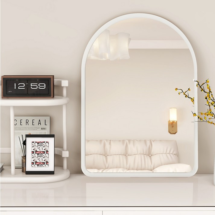 모바이브 탁상 거울 화장대 스탠드 벽걸이 원목 우드, 모바이브 거울 - 화이트