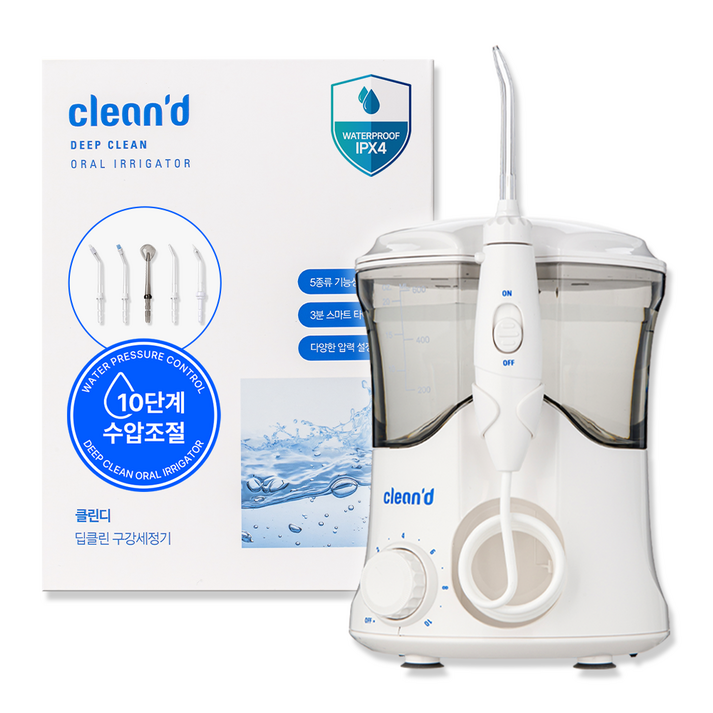 클린디 대용량 가정용 물치실 구강관리 IPX4 방수기능 5개 노즐팁 딥클린 구강세정기 CL-501, CL-501