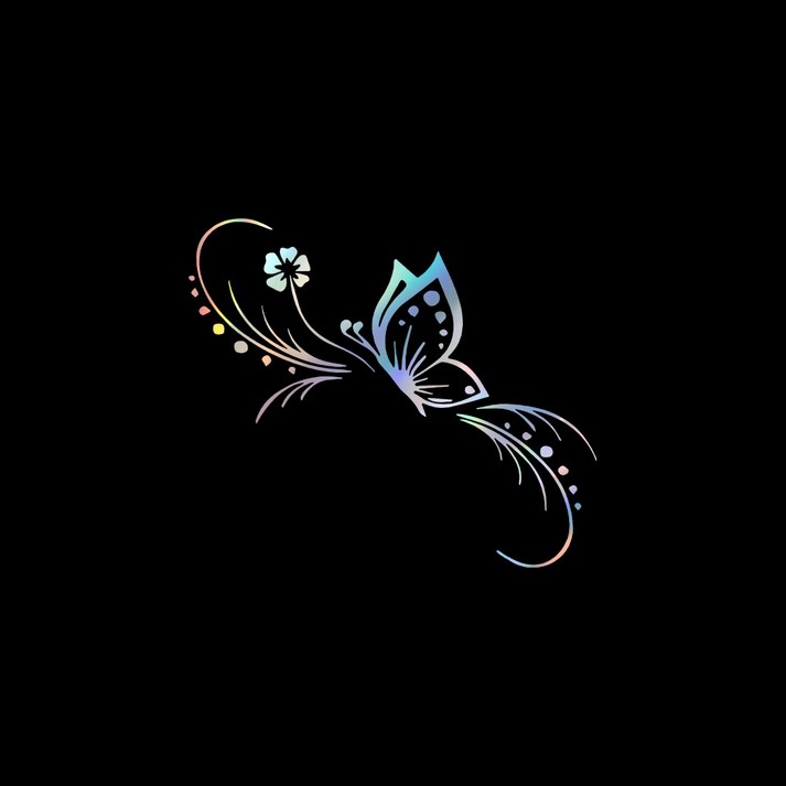 자동차포인트 00407 나비 날개 튜닝스티커, 블랙, 1개